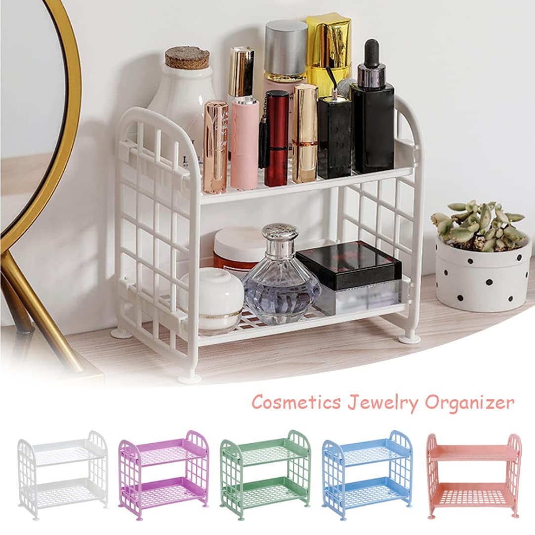 Sports Equipment Storage Rack - 2-Tier Multifunctional Plastic Shelf Makeup Organizer