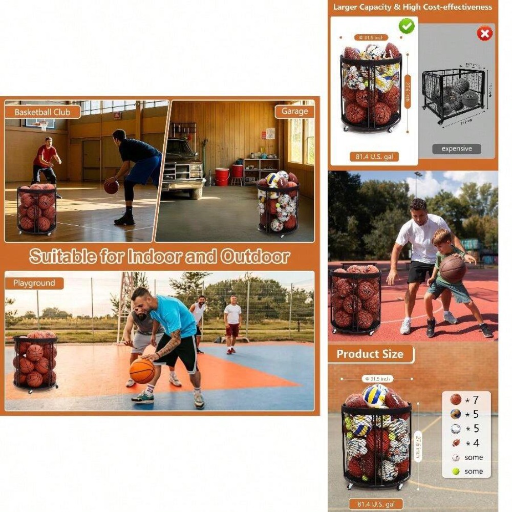 Heavy Duty Ball Storage Bin Ca - Sports Equipment Volleyball ulasan dan harga